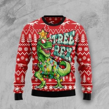 Tree Rex T-Rex Dinosaur Ugly Christmas Sweater