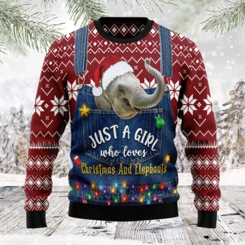 Just A Girl Who Loves Christmas And Elephants Ugly Christmas Sweater,Christmas Ugly Sweater