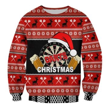 Darts And Beer For Christmas Sweatshirt Christmas Ugly Sweater