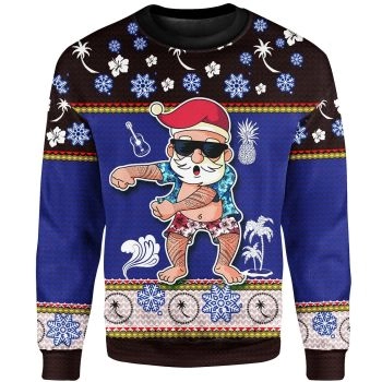 Chuuk Christmas Sweater - Santa Claus Polynesian Tattoo