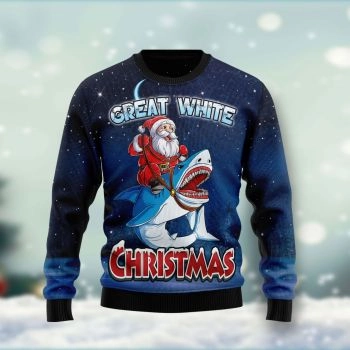 Great White Christmas Shark Ugly Christmas Sweater,Christmas Ugly Sweater