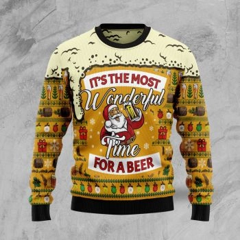 Christmas Most Wonderful Time For Beer Ugly Christmas Sweater