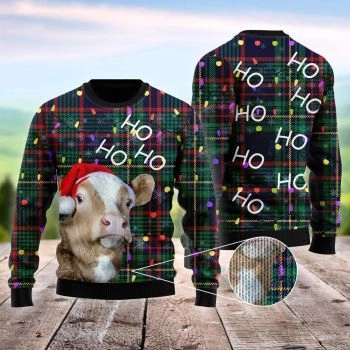 Ho Ho Ho Cow Christmas Tree Ugly Christmas Sweater