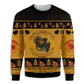 Americans Turkey Hunting Thanksgiving Ugly Christmas Sweater