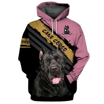 Loose Pink Black Dog Pattern Animals Hoodie