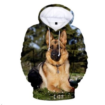 Temperament Green Dog Pattern Animals Hoodie