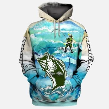 Pretty And Vintage  Blue Fish Pattern Animals Hoodie