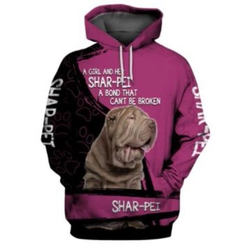 Fashion Pink Black Dog Pattern Animals Hoodie