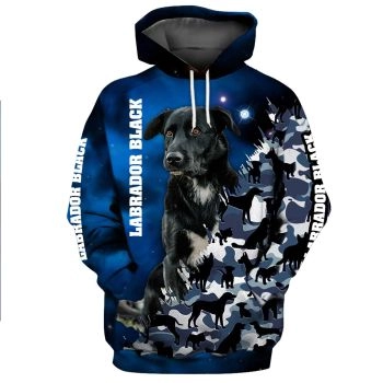 Loose And Fashion Blue Dog Pattern Animals Hoodie