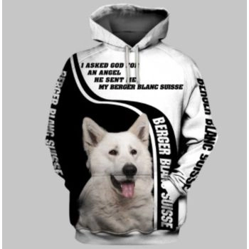  Cute And Loose Black White Dog Pattern Animals Hoodie