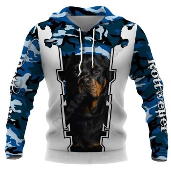 Gorgeous Blue White Dog Pattern Animals Hoodie