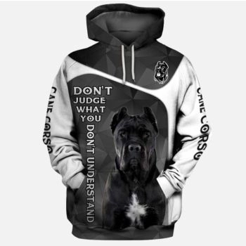 Loose And Fashion Black Dog Pattern Animals Hoodie