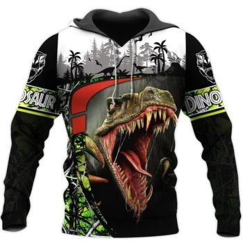 Precious Black Dinosaurs Pattern Animals Hoodie