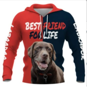 Fashion Red Blue Dog Pattern Animals Hoodie