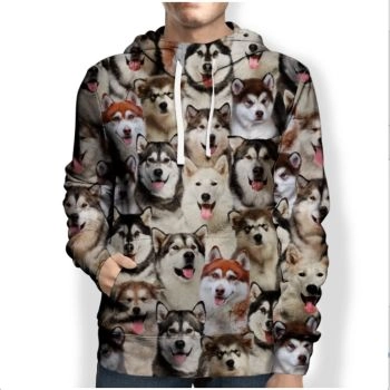 Cute And Loose Colorful Dog Pattern Animals Hoodie