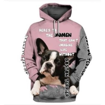 Street Style Pink Dog Pattern Animals Hoodie