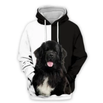 Classical  Black White Dog Pattern Animals Hoodie