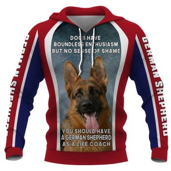 Loose And Fashion Red Blue Dog Pattern Animals Hoodie