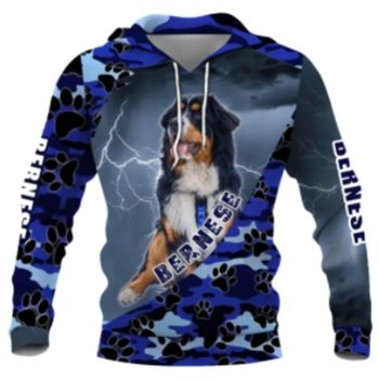 Precious And Cute Blue Dog Pattern Animals Hoodie