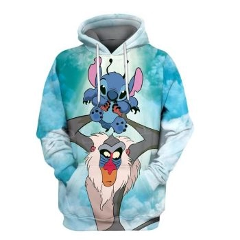 Street Blue Lion Pattern Animals Hoodie