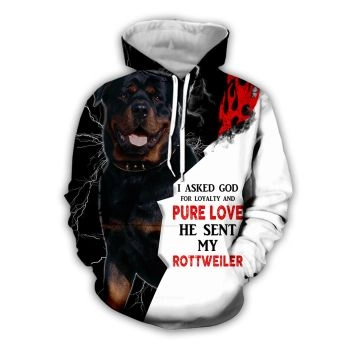 Fashion Black White Dog Pattern Animals Hoodie