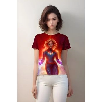 Red Captain Marvel Comic Style Shirt - A Bold Blend of Retro and Modern Heroism