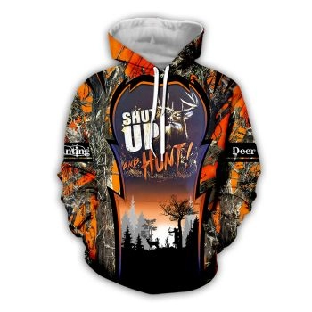 Fashion Black Orange Deer Pattern Animals Hoodie