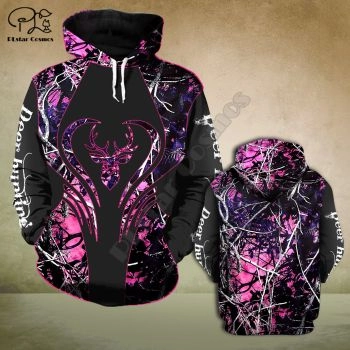 Precious And Cute Pink Black Deer Pattern Animals Hoodie