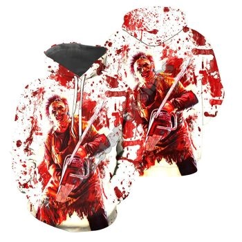 Fashion White Red Scary Face Pattern Scary Face Hoodie