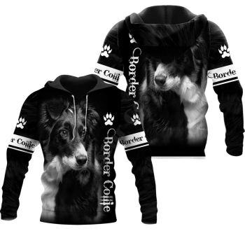 Vintage  Black Dog Pattern Animals Hoodie