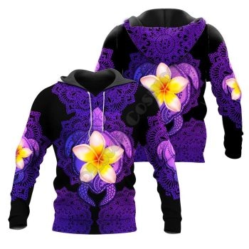 Precious And Cute Black Purple Flower Pattern Animals Zip-Up Hoodie