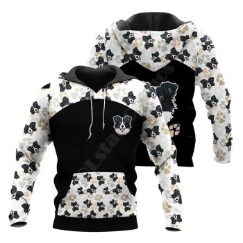 Street Style Black White Dog Pattern Animals Hoodie