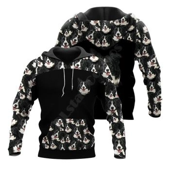 Popular And Vintage Black Dog Pattern Animals Hoodie