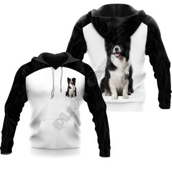 Loose Black White Dog Pattern Animals Hoodie