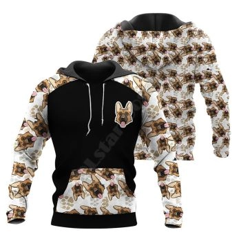 Vintage  Black Brown Dog Pattern Animals Hoodie