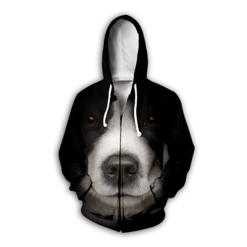 Vintage  Black Dog Pattern Animals Hoodie