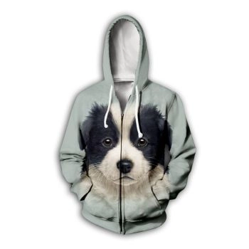 Loose Green Dog Pattern Animals Hoodie