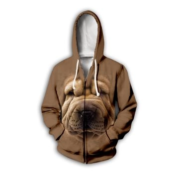 Fashion Brown Dog Pattern Animals Hoodie