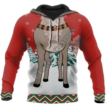 Popular And Vintage Red Deer Pattern Christmas Hoodie