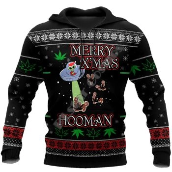 Loose Black Leaves Skull Pattern Christmas Hoodie