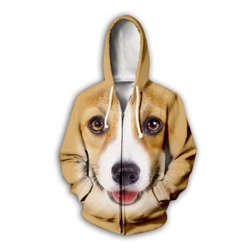 Loose Brown Dog Pattern Animals Hoodie