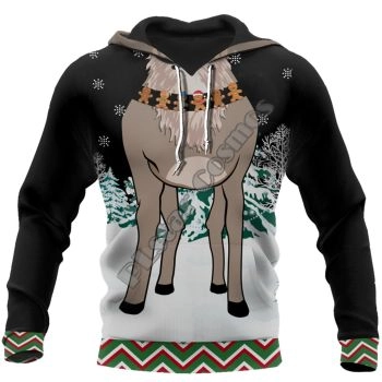 Vintage  Black Deer Pattern Christmas Hoodie