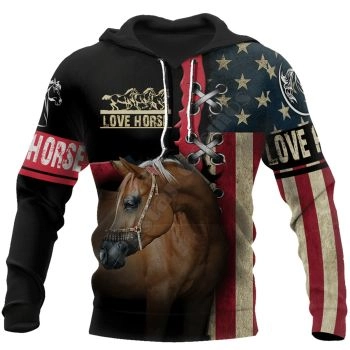 Cute Black Horse Pattern Animals Hoodie