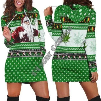 Temperament Green Santa Claus Pattern Christmas Hoodie