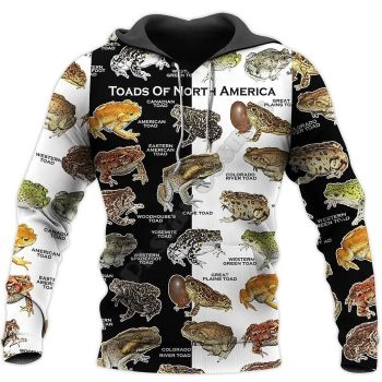 Fashion And Gorgeous Black White Frog Pattern Animals Hoodie