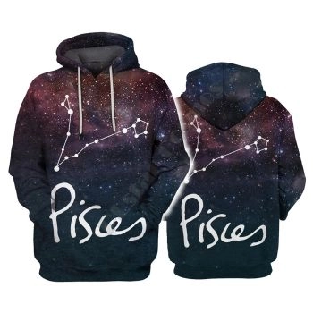 Loose Colorful Pisces Pattern Constellation Hoodie