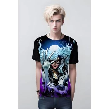 Black Cat T-Shirt - Pink - Edgy and Playful Design