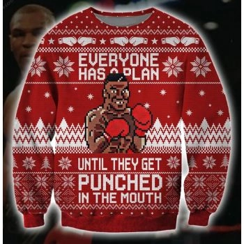 Funny Mike Tyson Pattern 3D Christmas Ugly Sweater