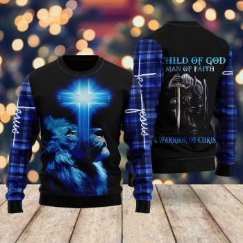 A Child Of God A Man Of Faith Ugly Christmas Sweater,Christmas Ugly Sweater