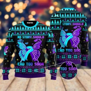 Suicide Prevention Awareness Butterfly Ugly Christmas Sweater